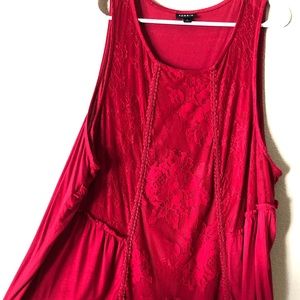 Red Floral Lace Tank